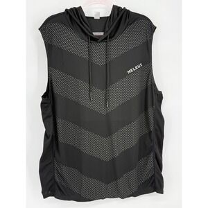 Neleus Mens Sleeveless Hoodie Black Grey Chevron Mesh‎ Gym Training Tank Top 2XL